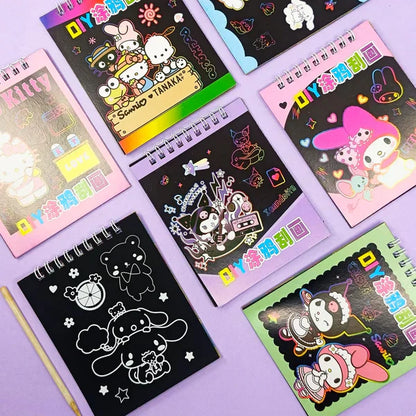 Sanrio Scratch Painting Magic Book – Creative Kids DIY Art Activity with Cartoon Characters
