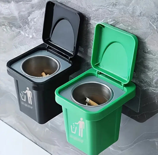 Wall mounted Compact cigarette ashtray trashbin