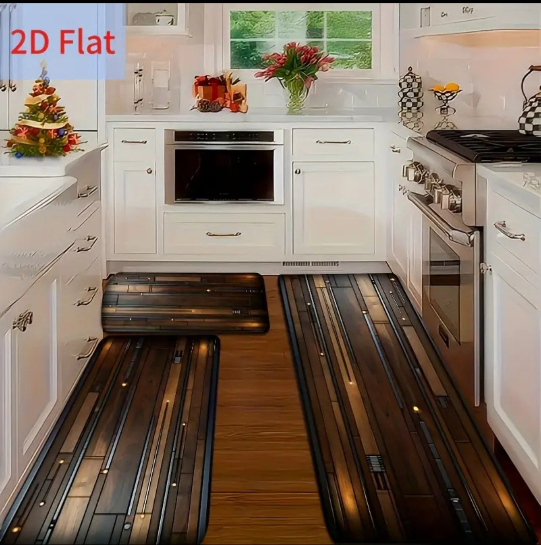 Luxury Anti-Fatigue Kitchen Floor Mat Set – Waterproof, Non-Slip, Oil-Resistant Comfort Rugs (2-Piece)