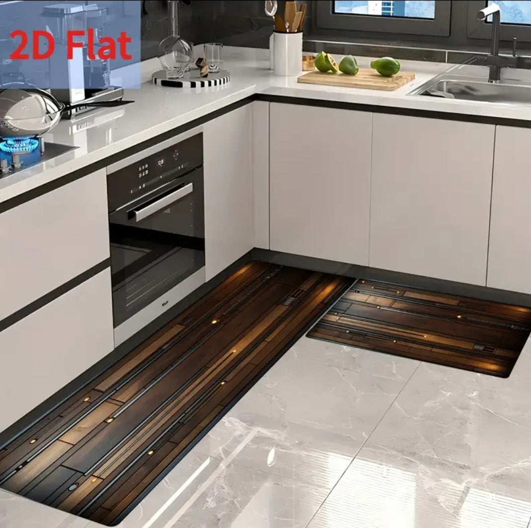 Luxury Anti-Fatigue Kitchen Floor Mat Set – Waterproof, Non-Slip, Oil-Resistant Comfort Rugs (2-Piece)