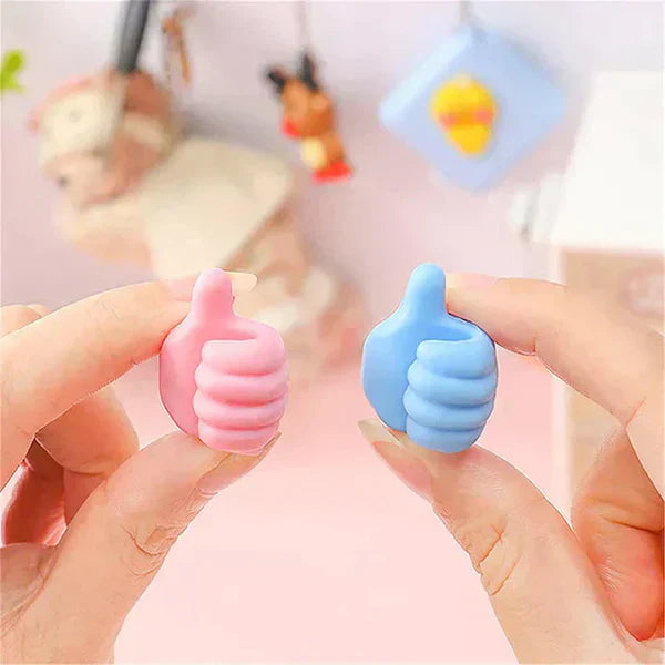 Pack of 5 - Self Adhesive Thumbs Hooks | Wall Mount Hangers for Keys, Towels & Cables