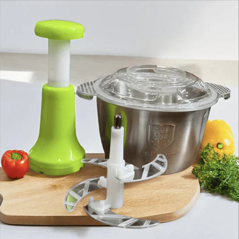 Stainless Steel Hand Vegetable Chopper – 2 Liter Premium Push Cutter