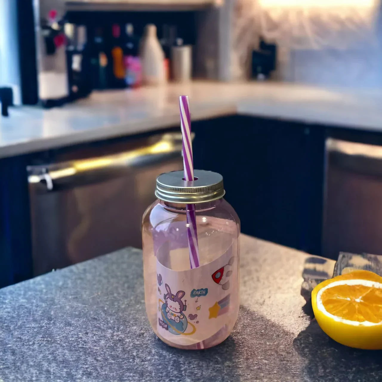 Baby Jar With Straw – Spill-Proof Plastic Drinking Cup for Toddlers & Kids