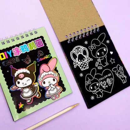 Sanrio Scratch Painting Magic Book – Creative Kids DIY Art Activity with Cartoon Characters