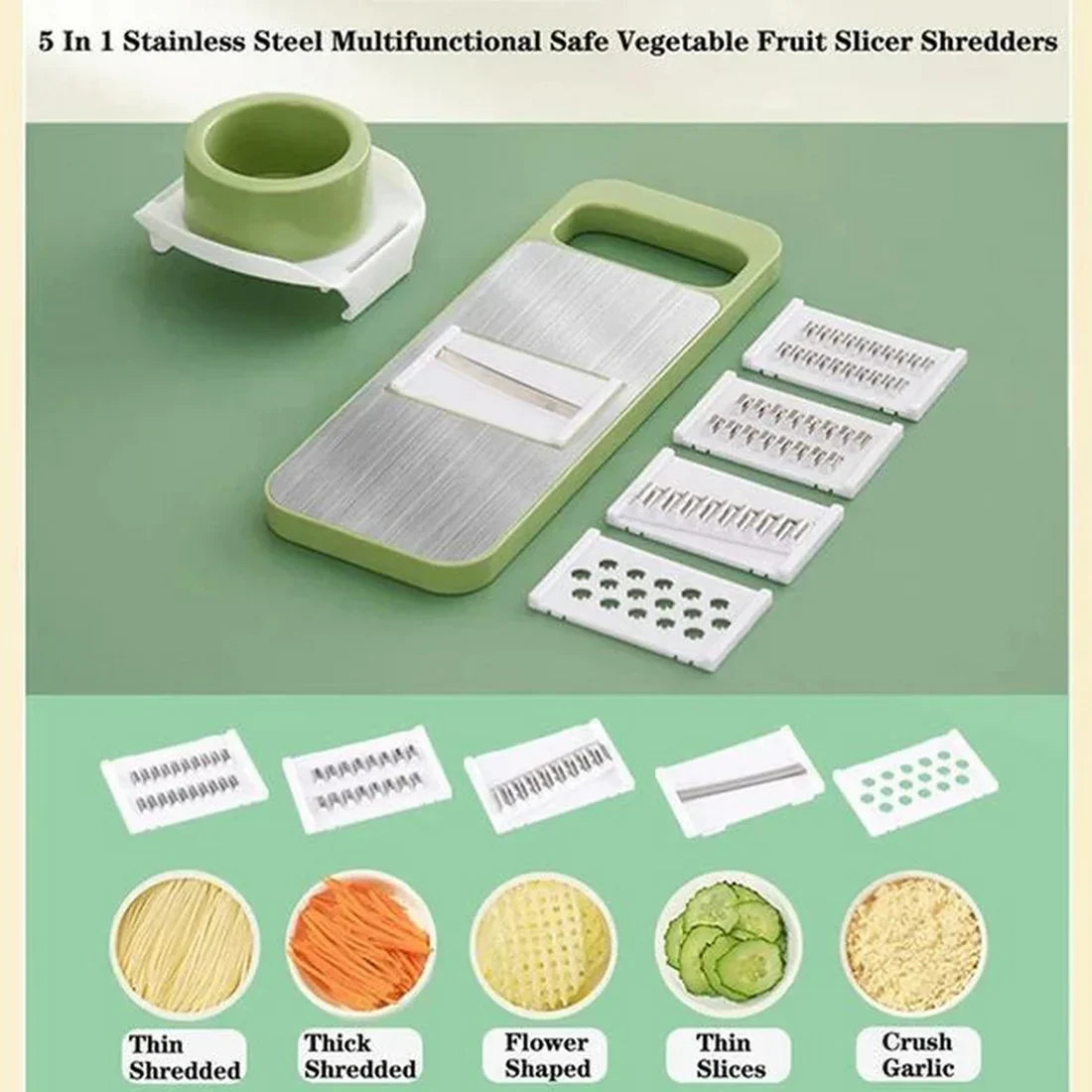 Premium 5 in 1 Stainless Steel Vegetable Cutter & Slicer – Multi-Purpose Kitchen Tool in Pakistan