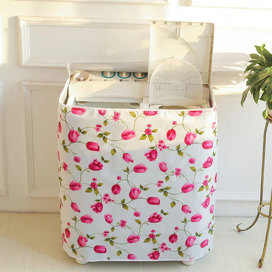 Premium Printed Waterproof and Dustproof Double Washing Machine Cover, Stylish and Durable Protection