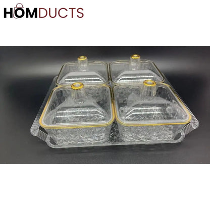 Acrylic Candy Storage Containers with Lids - 4 Piece Set for Snacks & Desserts
