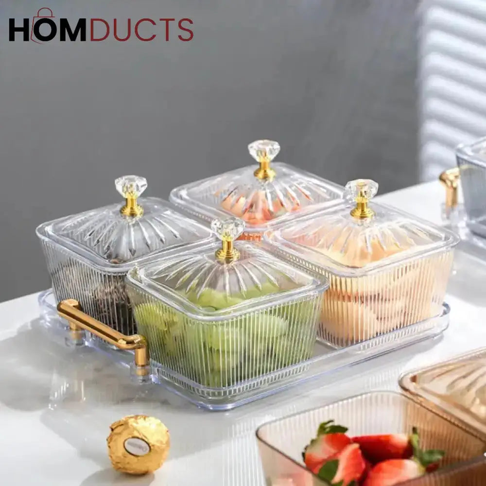 Acrylic Candy Storage Containers with Lids - 4 Piece Set for Snacks & Desserts