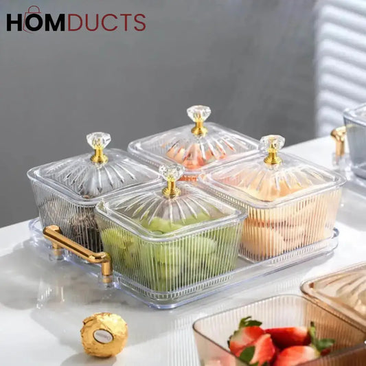 Acrylic Candy Storage Containers with Lids - 4 Piece Set for Snacks & Desserts