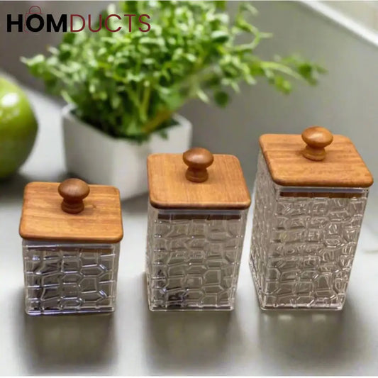 Acrylic Jar With Wooden Cap