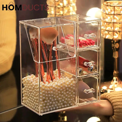 Acrylic Makeup Brush Organiser With Drawer