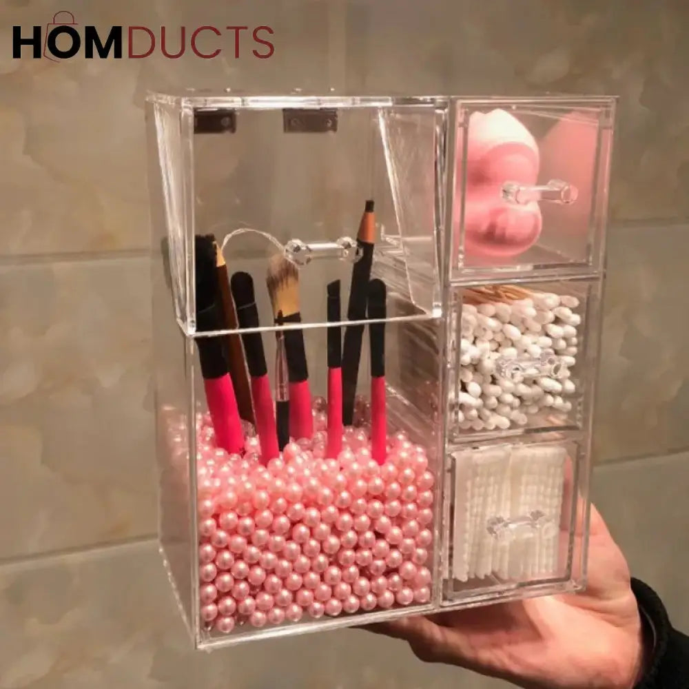 Acrylic Makeup Brush Organiser With Drawer