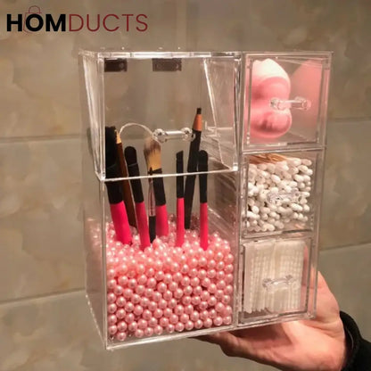 Acrylic Makeup Brush Organiser With Drawer
