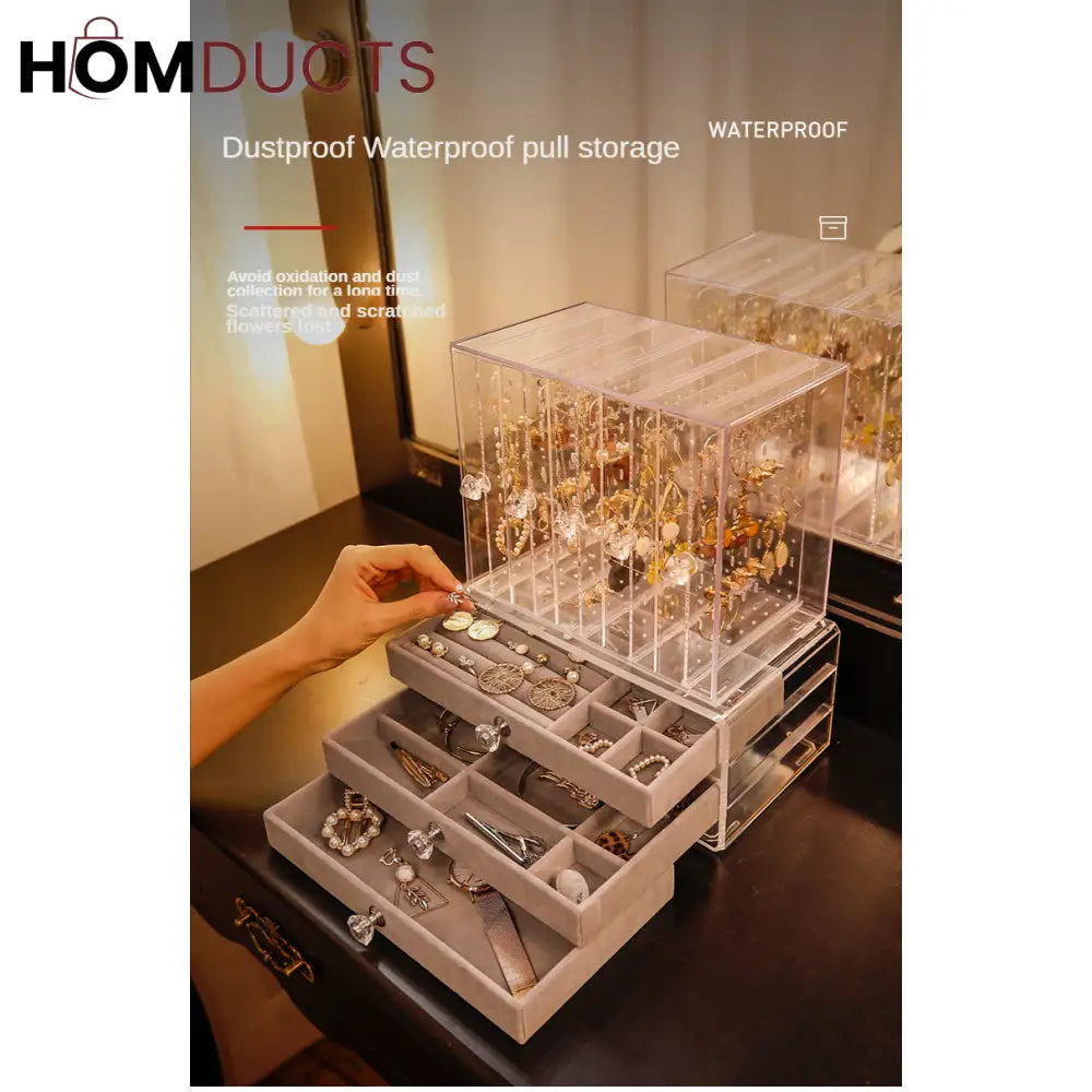 Acrylic Transparent Jewelry Organizer With Drawer