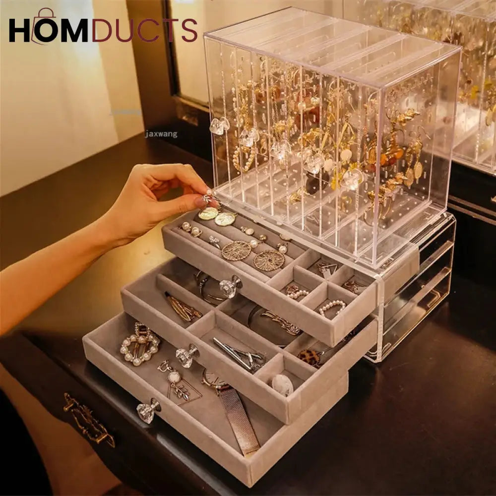 Acrylic Transparent Jewelry Organizer With Drawer