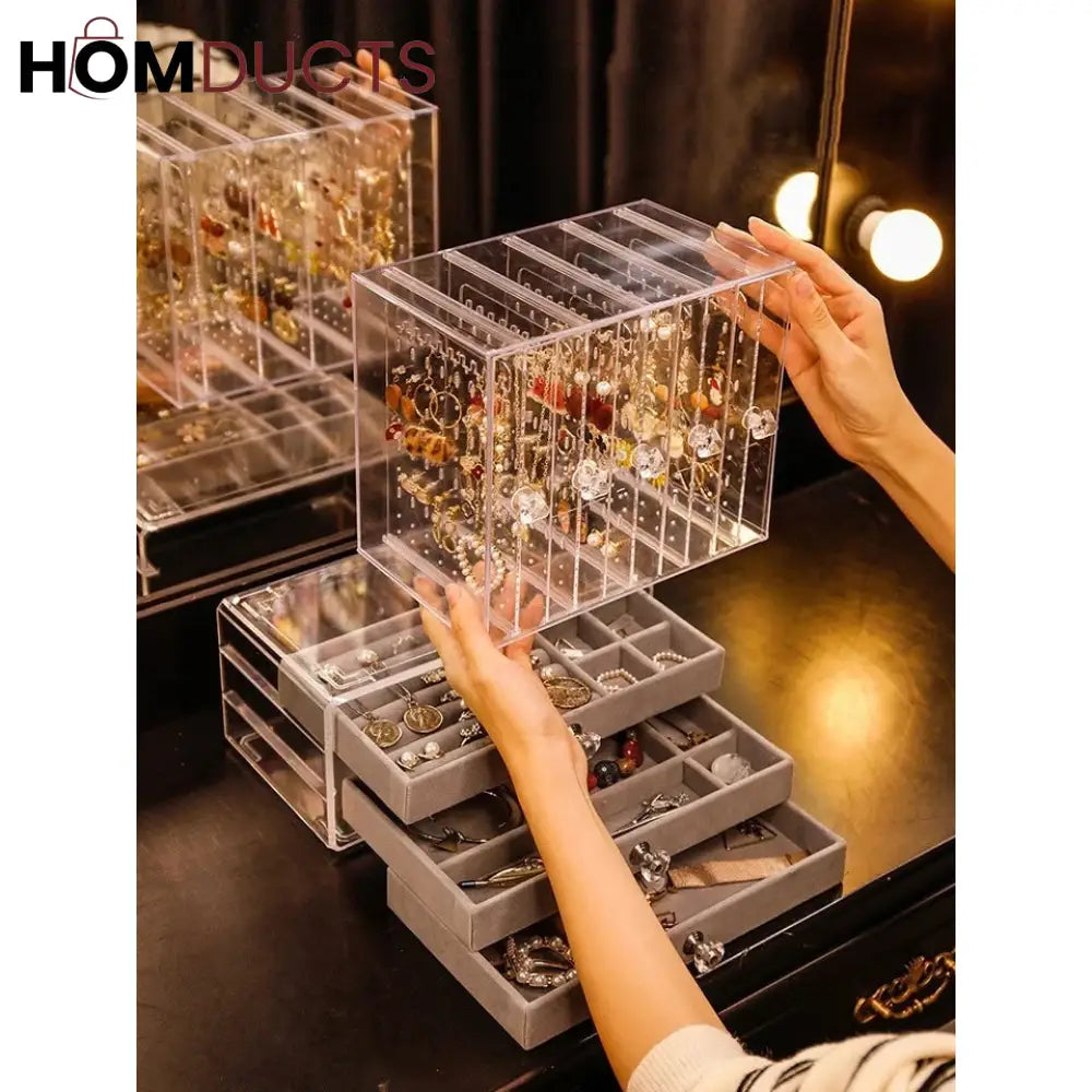 Acrylic Transparent Jewelry Organizer With Drawer