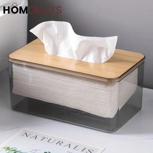 Acrylic Wooden Top Tissue Box