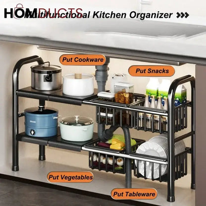 Adjustable Under Sink Pot Rack - Maximize Kitchen Storage