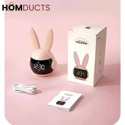 Adorable Rabbit LED Alarm Clock - Night Light & Digital Display