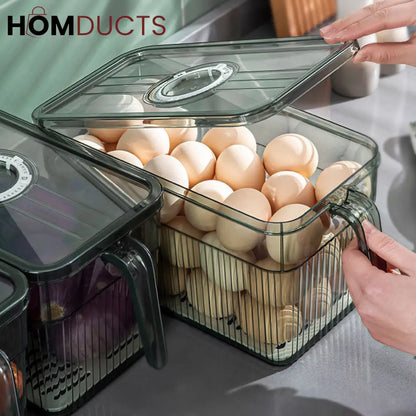 Airtight Acrylic Storage Containers with Handle – Stackable, Leak-Proof, Fridge & Pantry Organizer for Fruits, Vegetables & Dry Goods