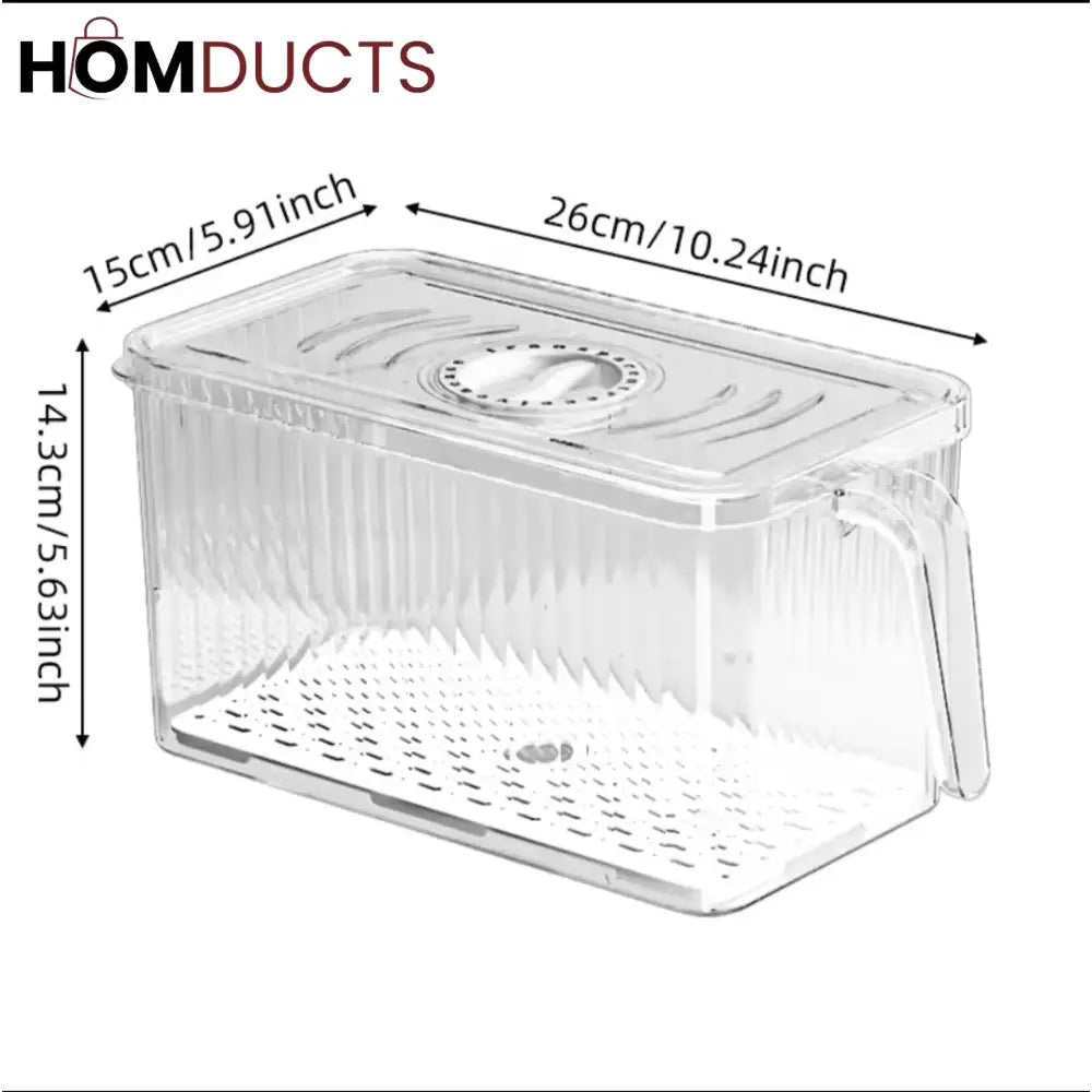 Airtight Acrylic Storage Containers with Handle – Stackable, Leak-Proof, Fridge & Pantry Organizer for Fruits, Vegetables & Dry Goods