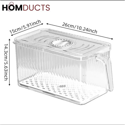 Airtight Acrylic Storage Containers with Handle – Stackable, Leak-Proof, Fridge & Pantry Organizer for Fruits, Vegetables & Dry Goods