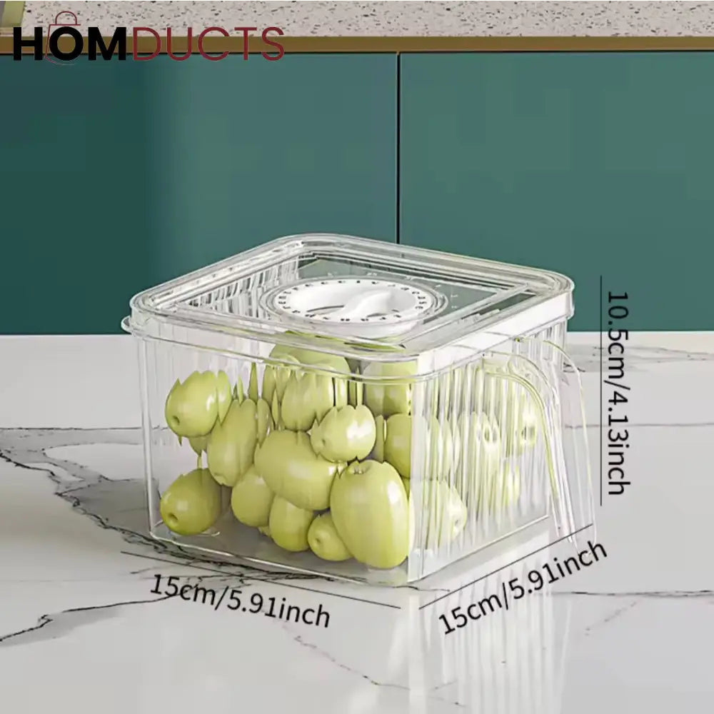 Airtight Acrylic Storage Containers with Handle – Stackable, Leak-Proof, Fridge & Pantry Organizer for Fruits, Vegetables & Dry Goods