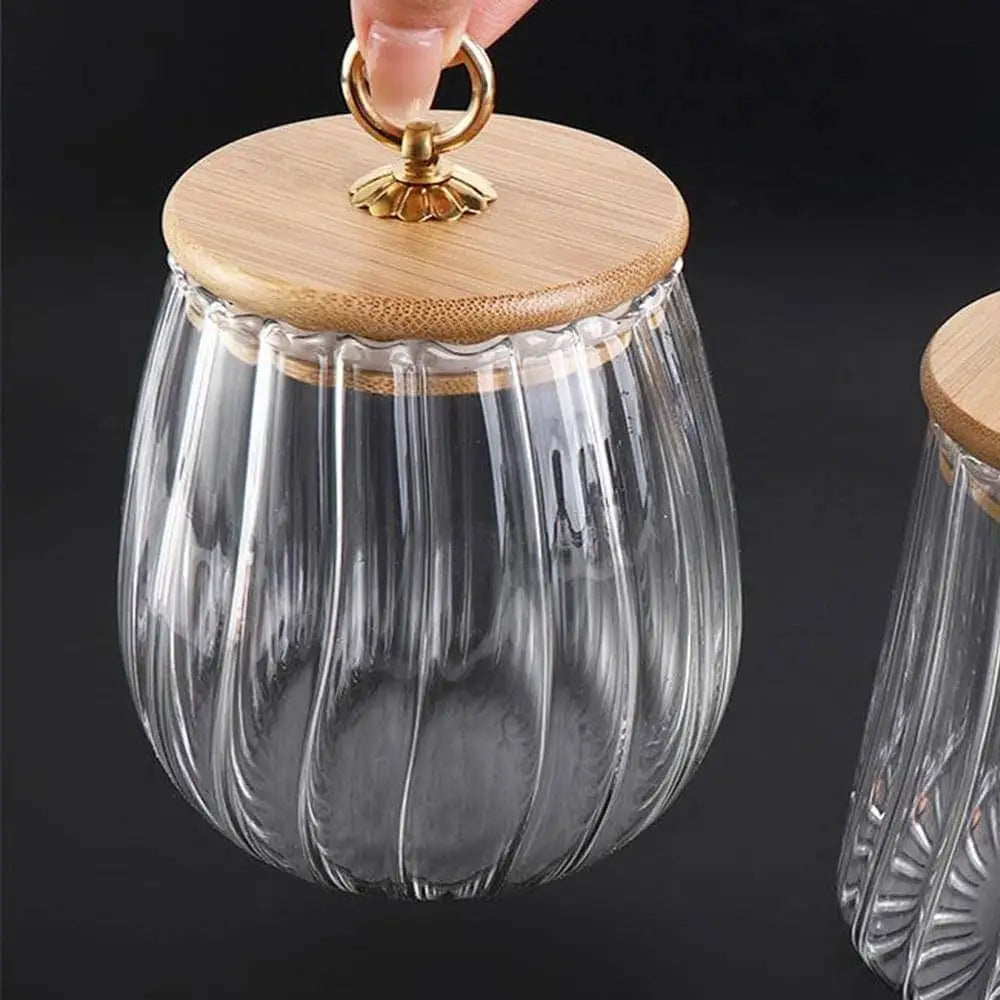 Airtight Glass Spice Jar with Wooden Lid - Modern Kitchen Storage