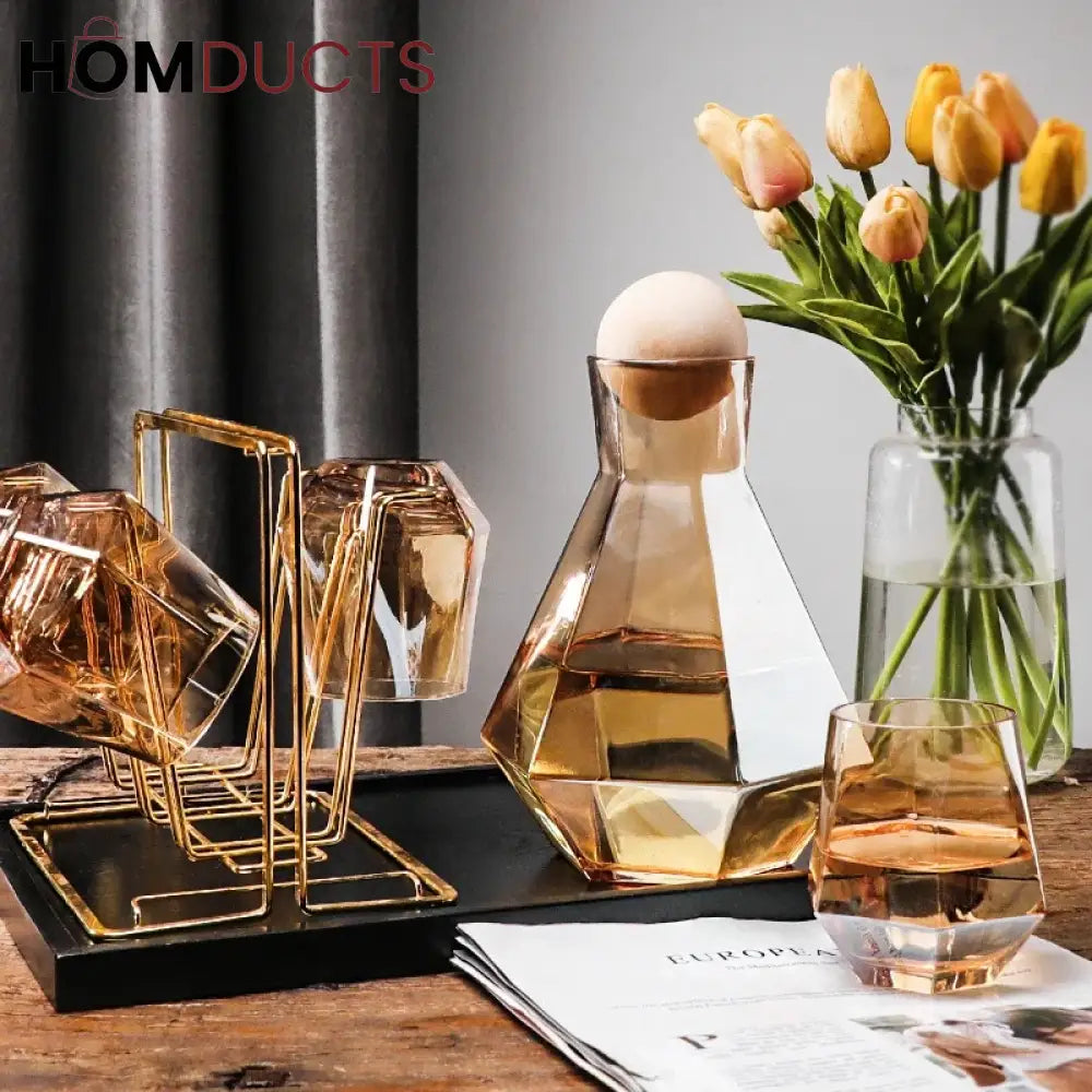 Aurora Iridescent Drinkware Set – 6Pc Luxury Carafe & Glass Set (1 Jug + 5 Glasses)
