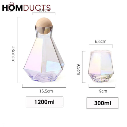 Aurora Iridescent Drinkware Set – 6Pc Luxury Carafe & Glass Set (1 Jug + 5 Glasses)
