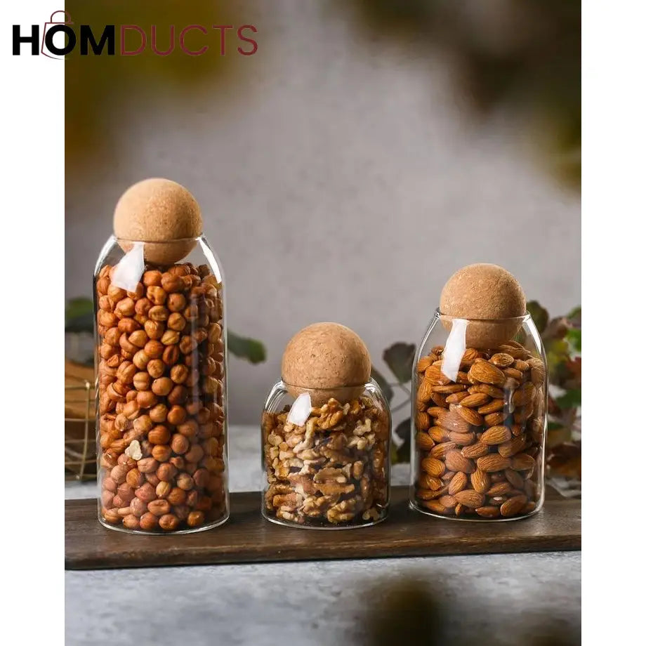 Ball Cork Glass Jars (3pcs Set)