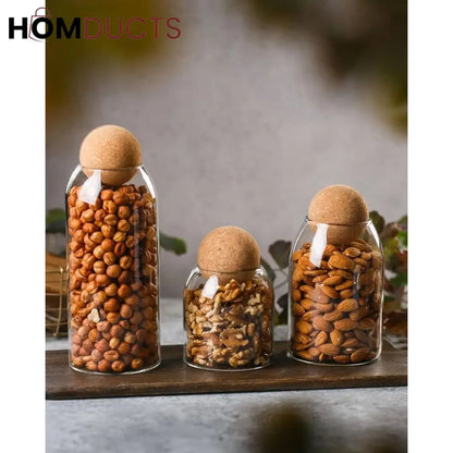 Ball Cork Glass Jars (3pcs Set)