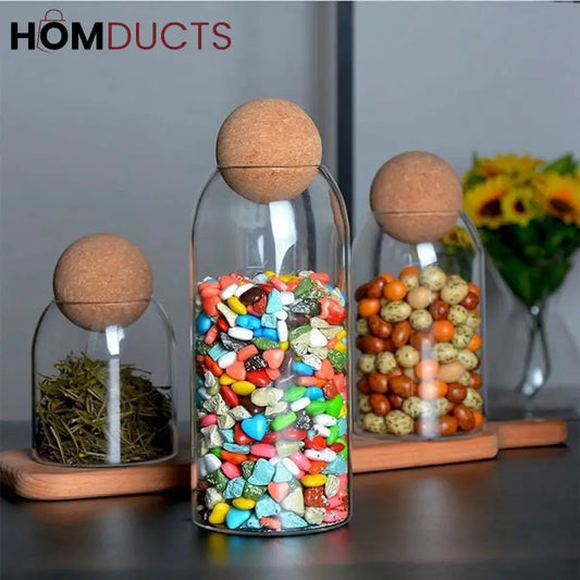 Ball Cork Glass Jars (3pcs Set)