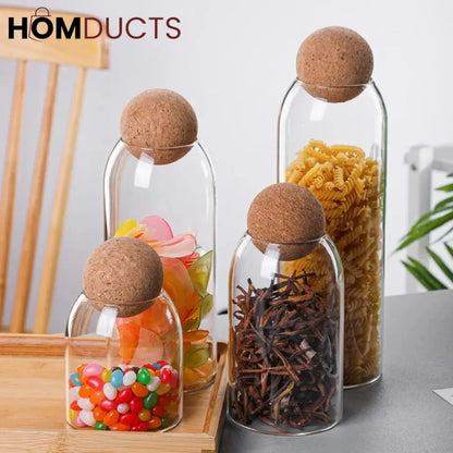 Ball Cork Glass Jars (3pcs Set)