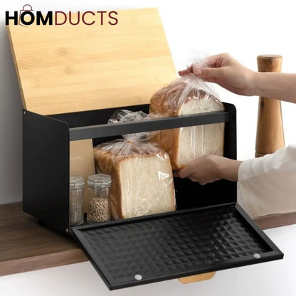 Bamboo lid Bread Box