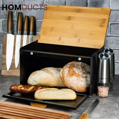Bamboo lid Bread Box