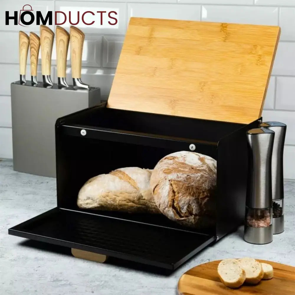 Bamboo lid Bread Box