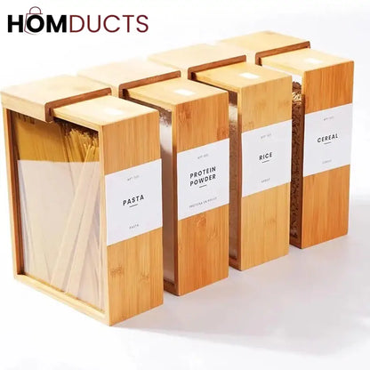 Bamboo Wooden Grain Storage Box