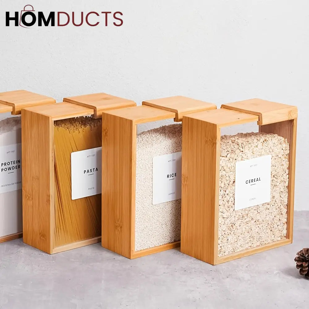 Bamboo Wooden Grain Storage Box
