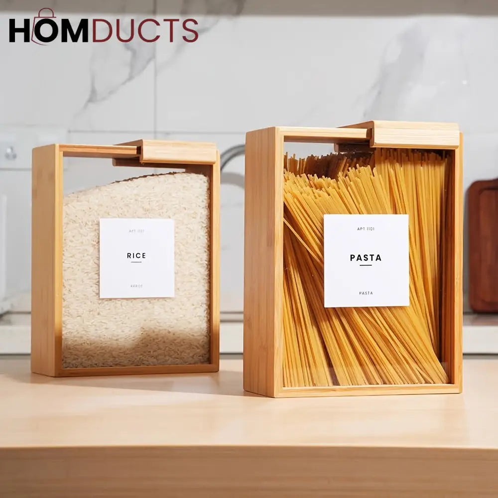 Bamboo Wooden Grain Storage Box