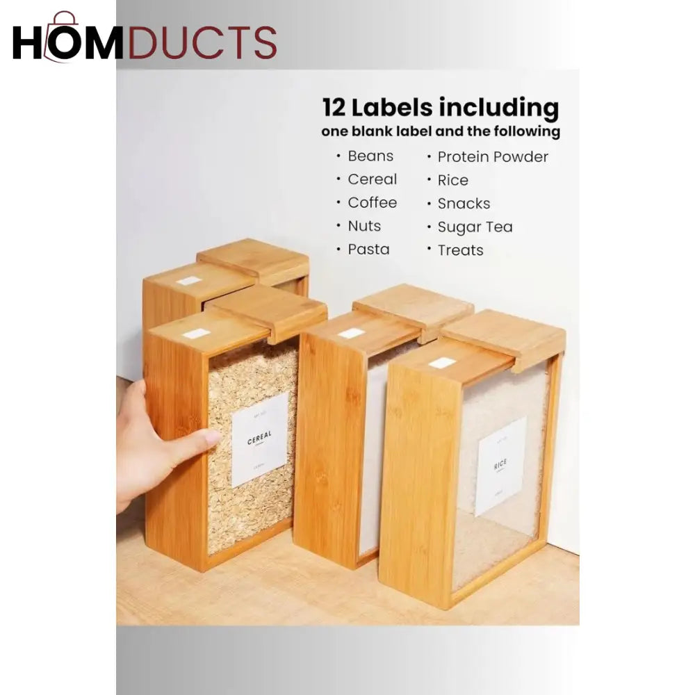 Bamboo Wooden Grain Storage Box