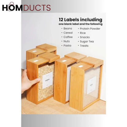 Bamboo Wooden Grain Storage Box