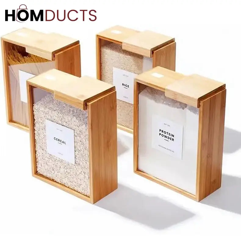 Bamboo Wooden Grain Storage Box