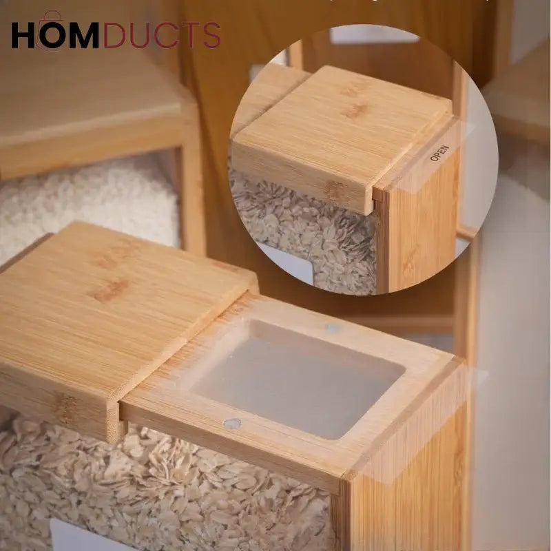 Bamboo Wooden Grain Storage Box