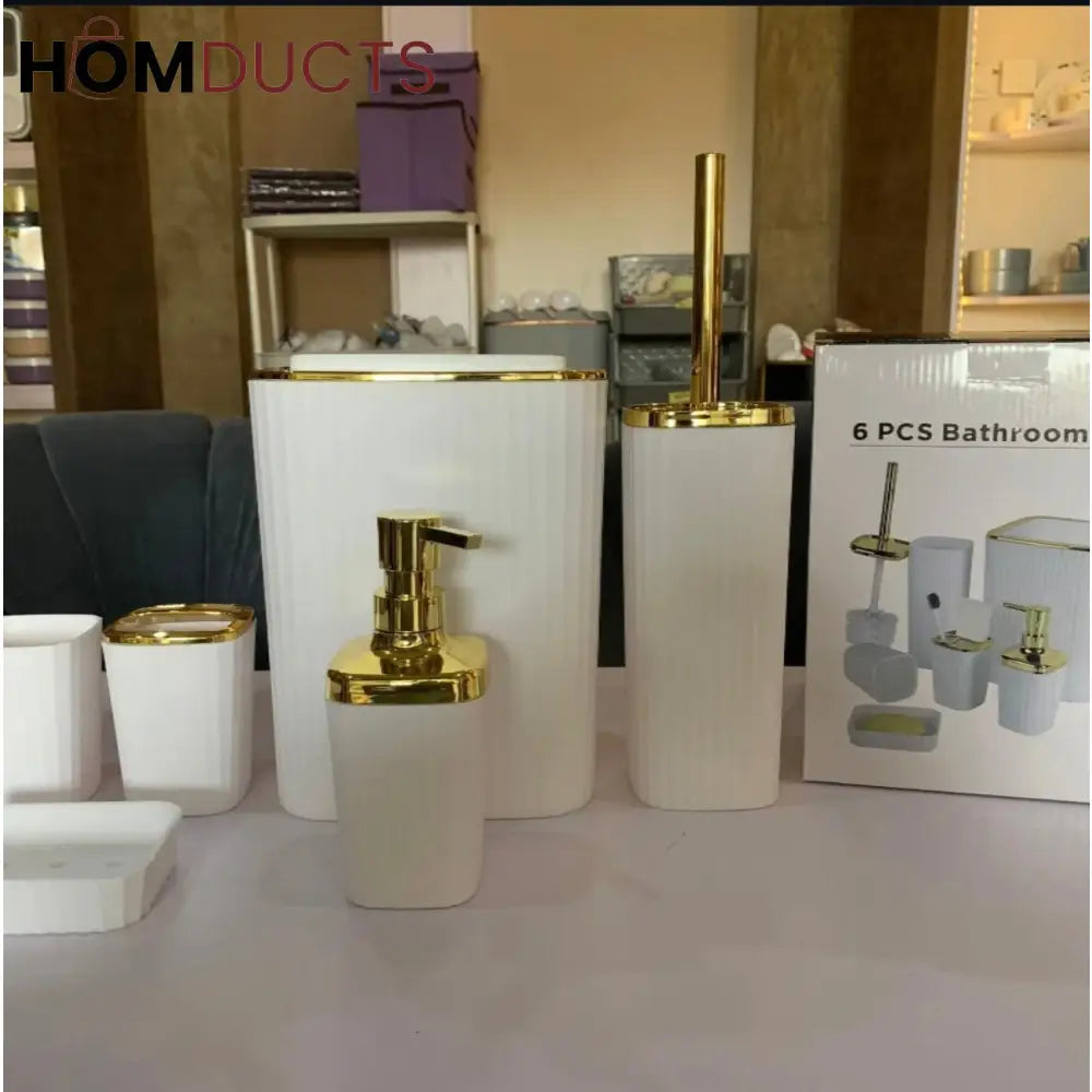 Bathroom Accessory Kit - 6 Pieces, Including Soap Dispenser, Toilet Brush And More