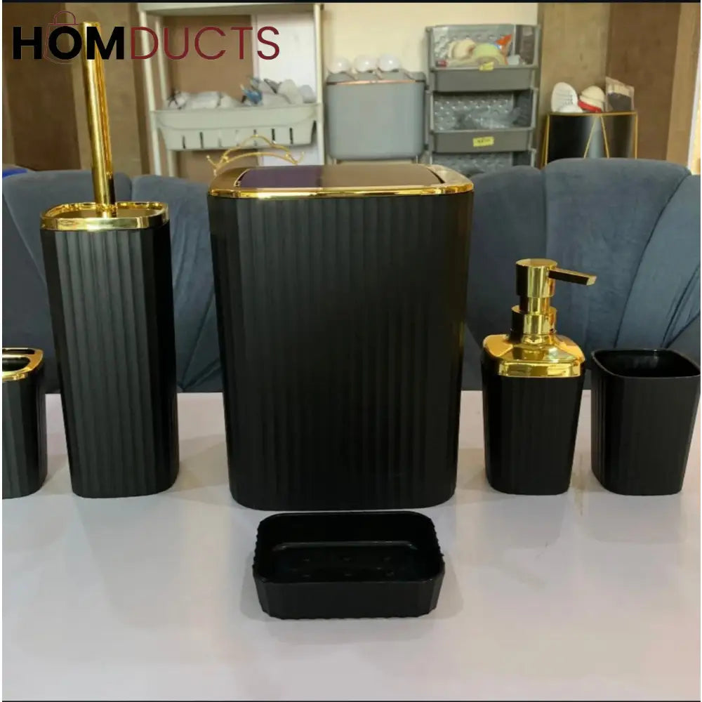 Bathroom Accessory Kit - 6 Pieces, Including Soap Dispenser, Toilet Brush And More