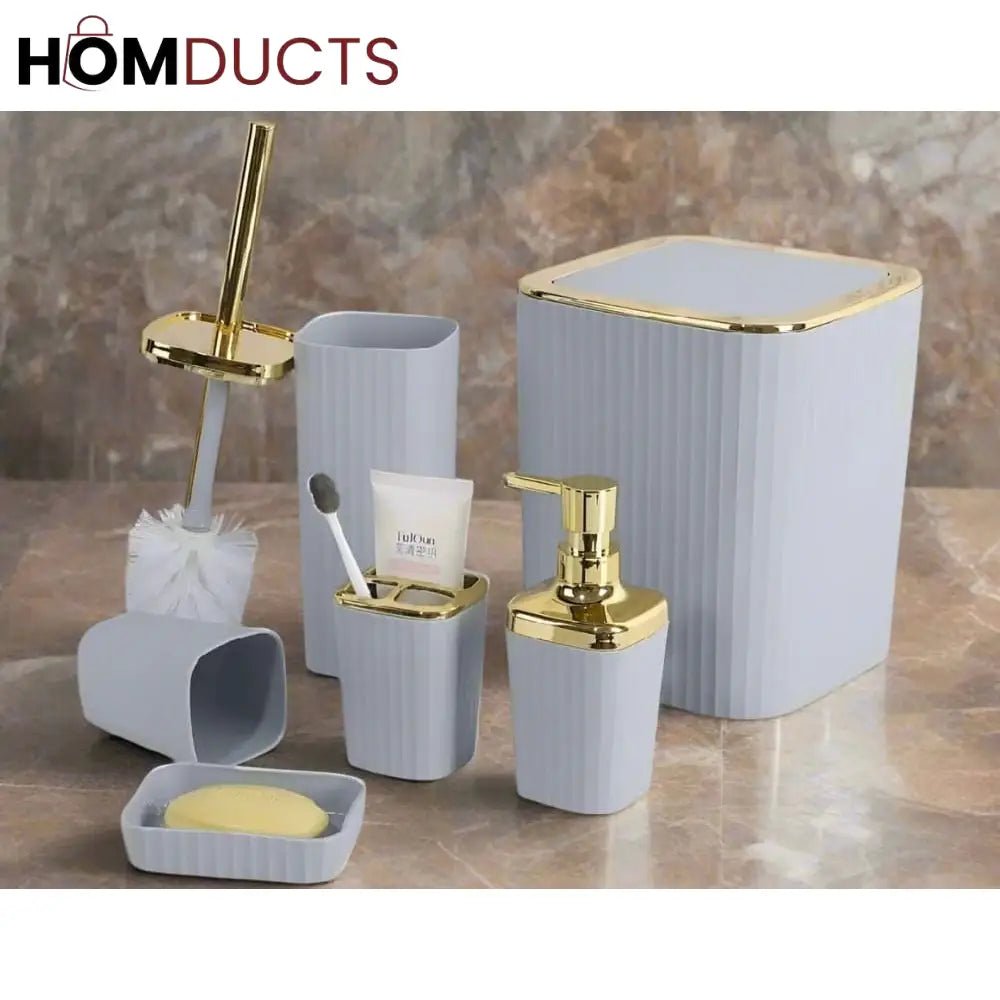 Bathroom Accessory Kit - 6 Pieces, Including Soap Dispenser, Toilet Brush And More