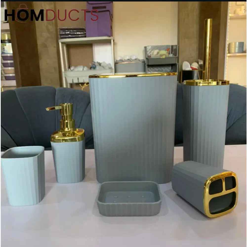 Bathroom Accessory Kit - 6 Pieces, Including Soap Dispenser, Toilet Brush And More