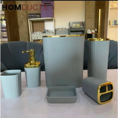 Bathroom Accessory Kit - 6 Pieces, Including Soap Dispenser, Toilet Brush And More