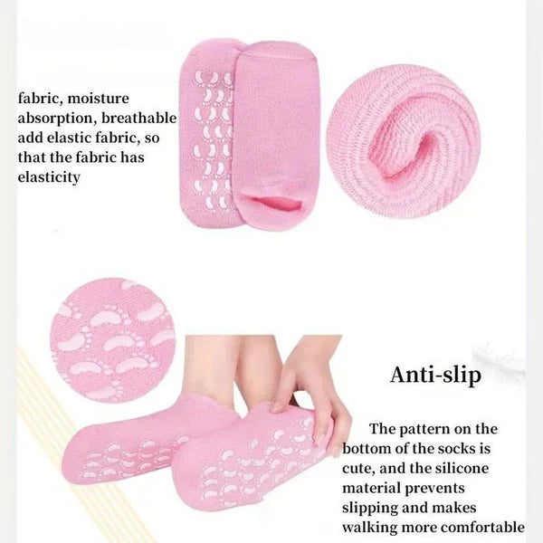 Foot Spa Gel Moisturizing Socks – Anti-Crack Silicone Foot Protector & Reusable Pedicure Care Sock